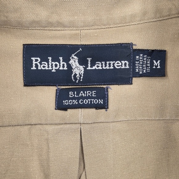 Ralph Lauren Blaire Button Down Long Sleeve Shirt Cotton Tan Mens Medium - Picture 4 of 7